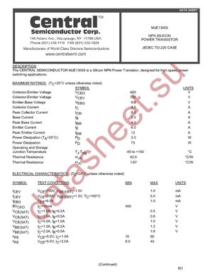 MJE13005 LEDFREE datasheet  